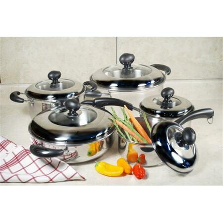 COOK PRO 10 PC Stainless Cookware Set with Stainless and Glass Combo Lids 555